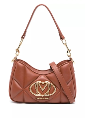 Love Moschino quilted logo-plaque shoulder bag - Brown