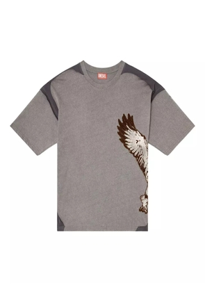 Diesel T-BOXT-PEELOFF eagle-print panelled T-shirt - Grey
