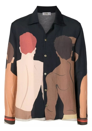 Amir Slama graphic-print long-sleeved shirt - Brown