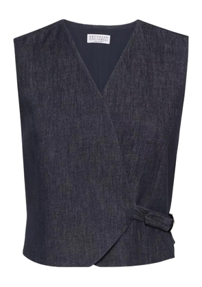 Brunello Cucinelli wrap cotton waistcoat - Blue