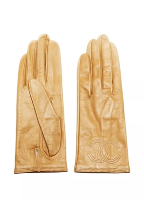 CHANEL Pre-Owned 1990-2000s interlocking CC leather gloves - Neutrals