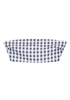 Self-Portrait gingham-check top - Blue