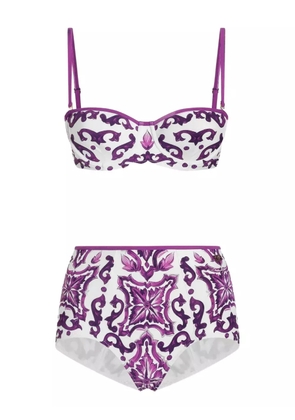 Dolce & Gabbana Maiolica-print bikini set - White