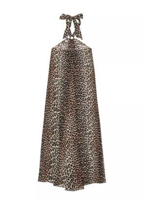 GANNI leopard-print halter dress - Neutrals