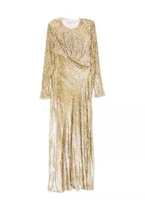 Self-Portrait long-sleeved maxi dress - Gold