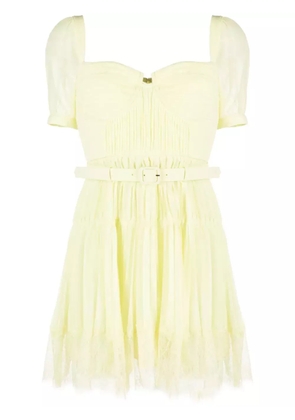 Self-Portrait chiffon lace-detail minidress - Yellow