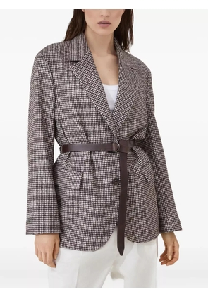 Brunello Cucinelli houndstooth belted blazer - Brown