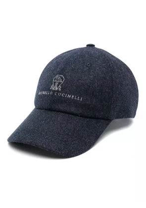 Brunello Cucinelli embroidered-logo wool baseball cap - Blue