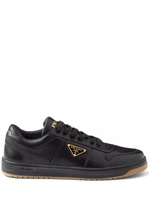 Prada enamel-triangle leather sneakers - Black