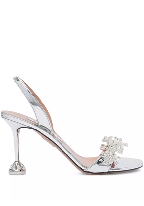 Aquazzura 85mm crystal-embellished slingback sandals - Silver
