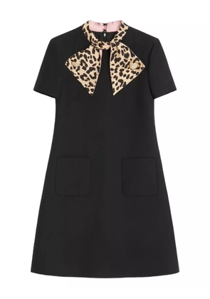 Valentino Garavani leopard-bow mini dress - Black