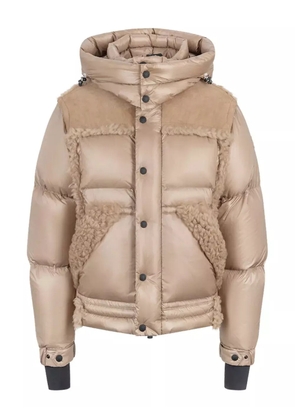 Moncler Grenoble shearling-trimmed puffer jacket - Brown