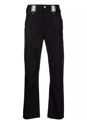 Youths In Balaclava embroidered-motif straight-leg trousers - Black