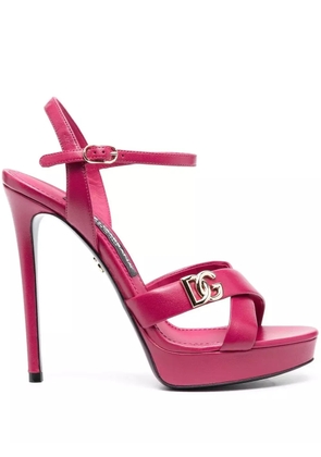 Dolce & Gabbana logo-plaque platform sandals - Pink