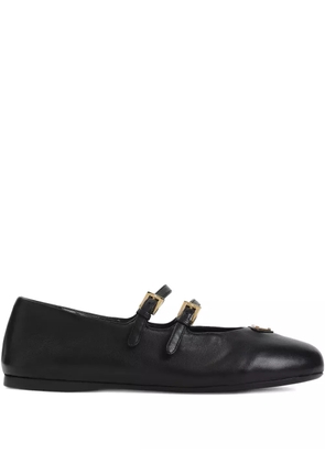 Prada double-buckle leather ballet flats - Black