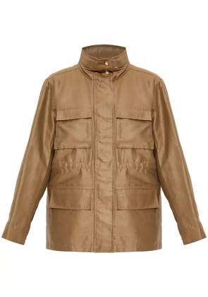 Moncler linen utility jacket - Brown