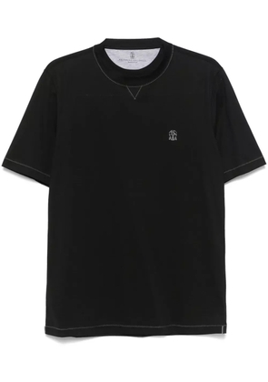Brunello Cucinelli embroidered-logo T-shirt - Black