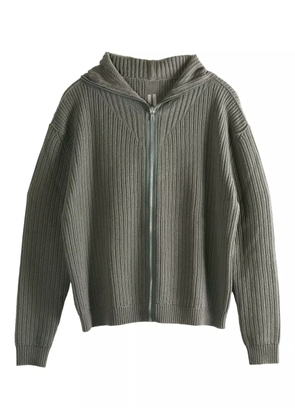 Rick Owens ribbed zip-up hoodie - Grey