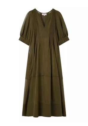 Lee Mathews Skye pleated puff-sleeve dress - Green