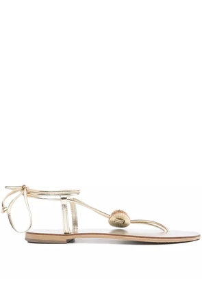 Nicolas Lainas embellished tie-up flat sandals - Gold