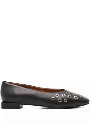 ANGEL ALARCON eyelet-embellished square-toe ballet flats - Black