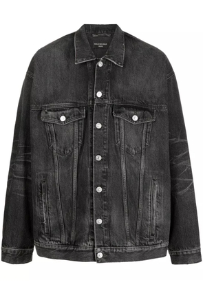 Balenciaga logo-print denim jacket - Grey