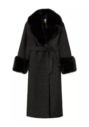 TWINSET faux-fur trimmed coat - Black