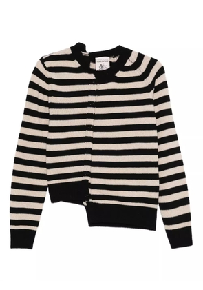 Semicouture striped asymmetric cardigan - Black