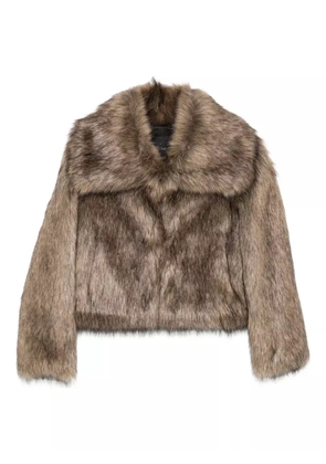 THELAURENT faux-fur wide-collar jacket - Brown