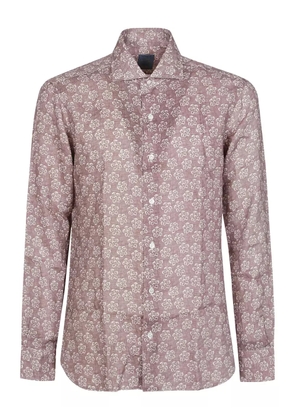 Barba floral-print linen shirt - Brown
