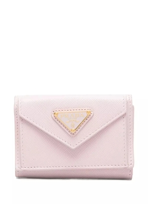 Prada triangle-logo leather wallet - Pink