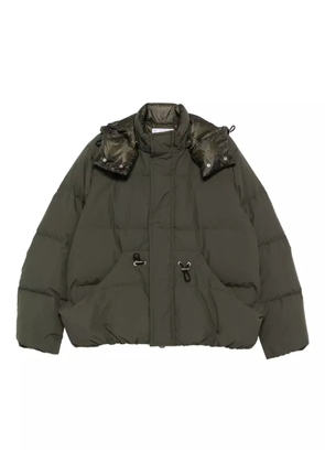 sacai hooded drawstring puffer jacket - Green