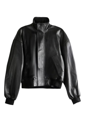 Balenciaga high-neck leather bomber jacket - Black