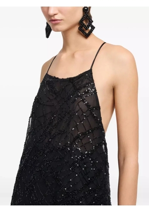Emporio Armani sequin-embellished backless mini dress - Black