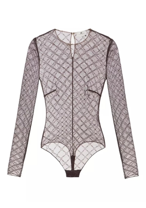 Elisabetta Franchi monogram long-sleeve bodysuit - Brown