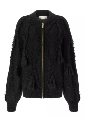 Genny tassel-embellished zip-front cardigan - Black