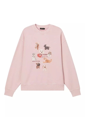 tout a coup dog-print sweatshirt - Pink