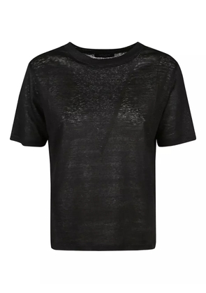Aragona linen crew-neck T-shirt - Black