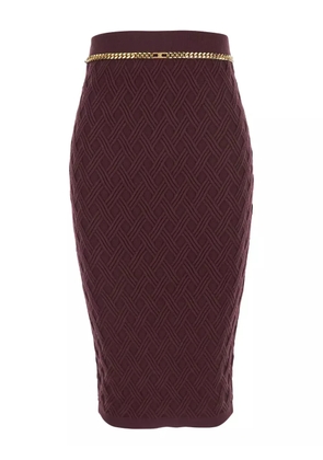 Elisabetta Franchi quilted chain-belt midi skirt - Red