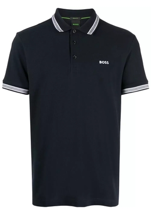 BOSS striped-border cotton polo shirt - Blue