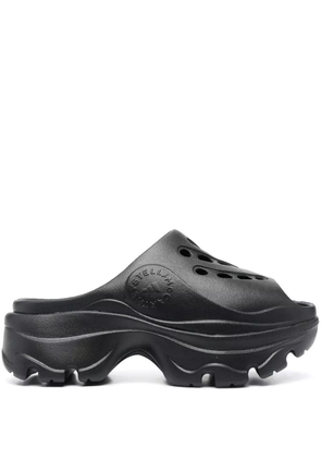 adidas by Stella McCartney logo-embossed perforated slides - Black