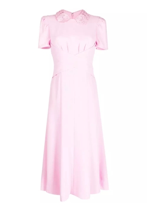 Self-Portrait lace-collar midi dress - Pink