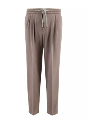Brunello Cucinelli drawstring-waist cotton trousers - Brown