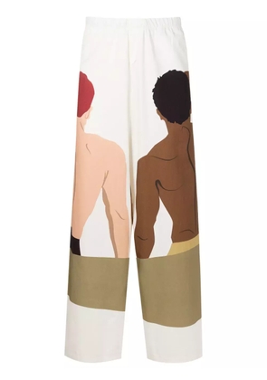 Amir Slama graphic-print wide-leg trousers - Neutrals