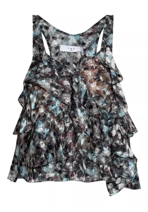 IRO ruffled abstract-print top - Blue