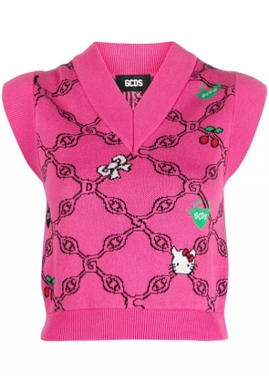GCDS graphic-print jacquard vest - Pink