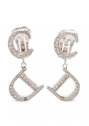 Christian Dior Pre-Owned CD logo rhinestone-embellished earrings - Silver