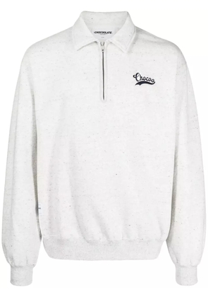 CHOCOOLATE logo-embroidered polo-collar sweatshirt - Grey