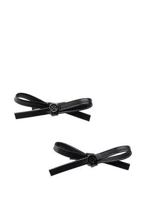 Maison Michel Emma bow-embellishment leather hair clip (set of two) - Black