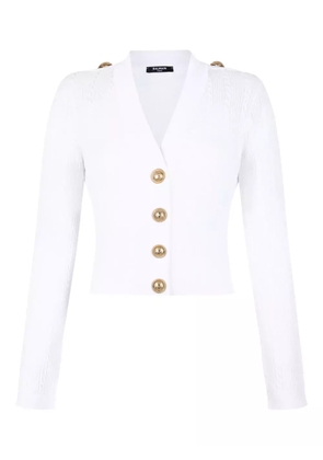 Balmain ribbed button cardigan - White